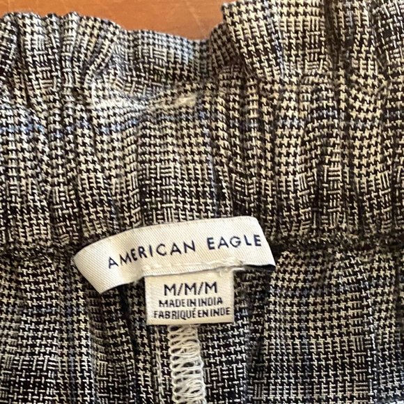 AE AMERICAN EAGLE PLAID WIDE LEG PAPER BAG WAIST PANTS SIZE medium - Picture 4 of 5